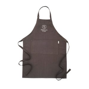 Professional Heavy-Duty Herringbone Weave Apron – 100% Cotton, Dark Grey with Extra Long Ties & 2 Pockets